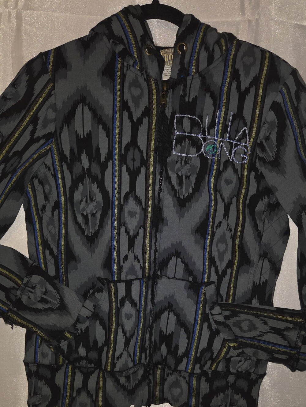 BillaBong Boy's Gray Patterned Hoodie Jacket. M